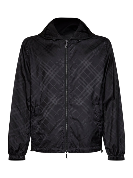 Giacca con cappuccio reversibile Newport Check nera