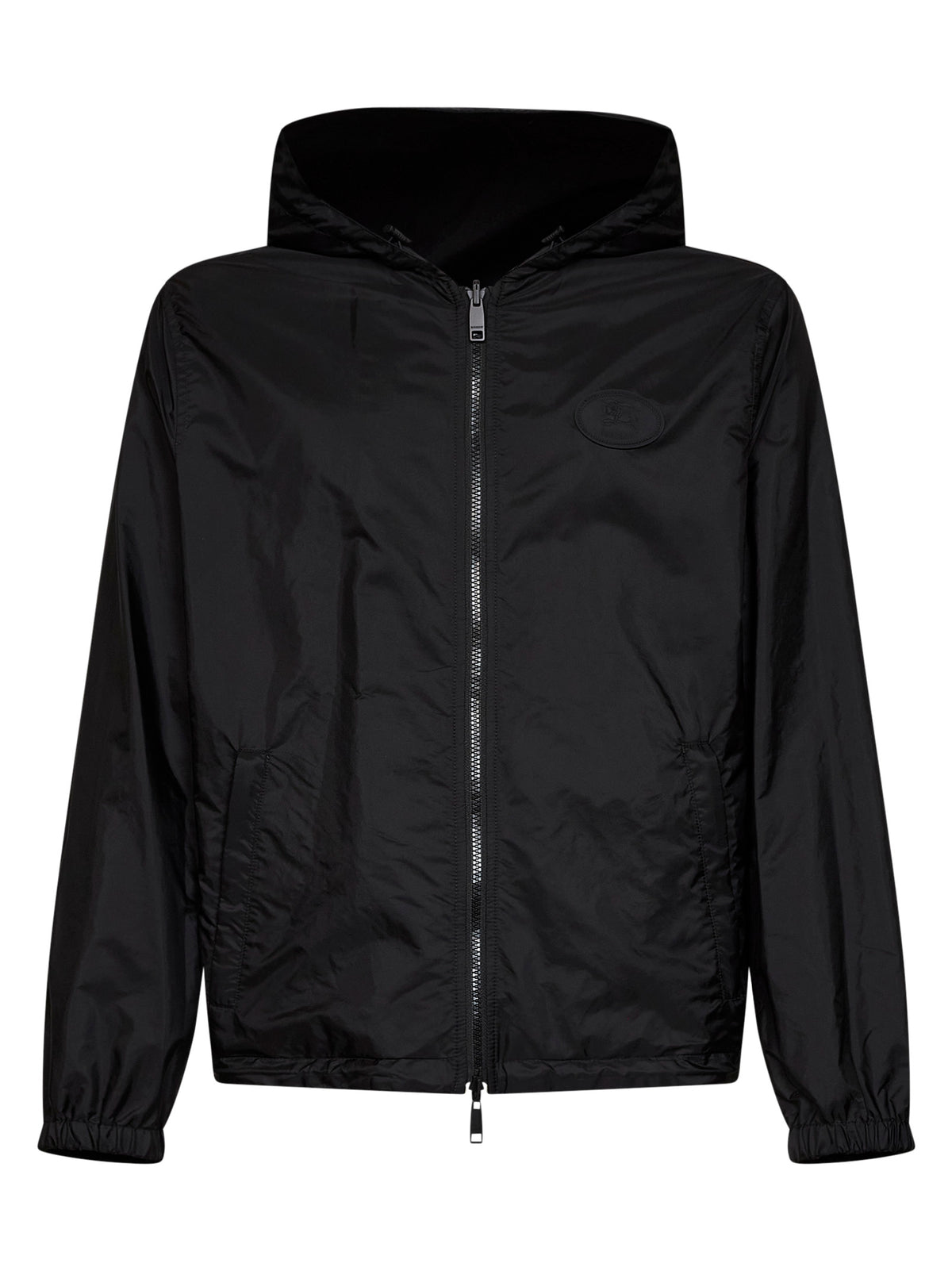 Black Newport Check reversible hooded jacket