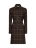 Brown Check flannel belted shirt dress