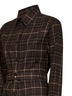 Brown Check flannel belted shirt dress