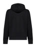 Black cotton zip-up hoodie with Check-lined hood
