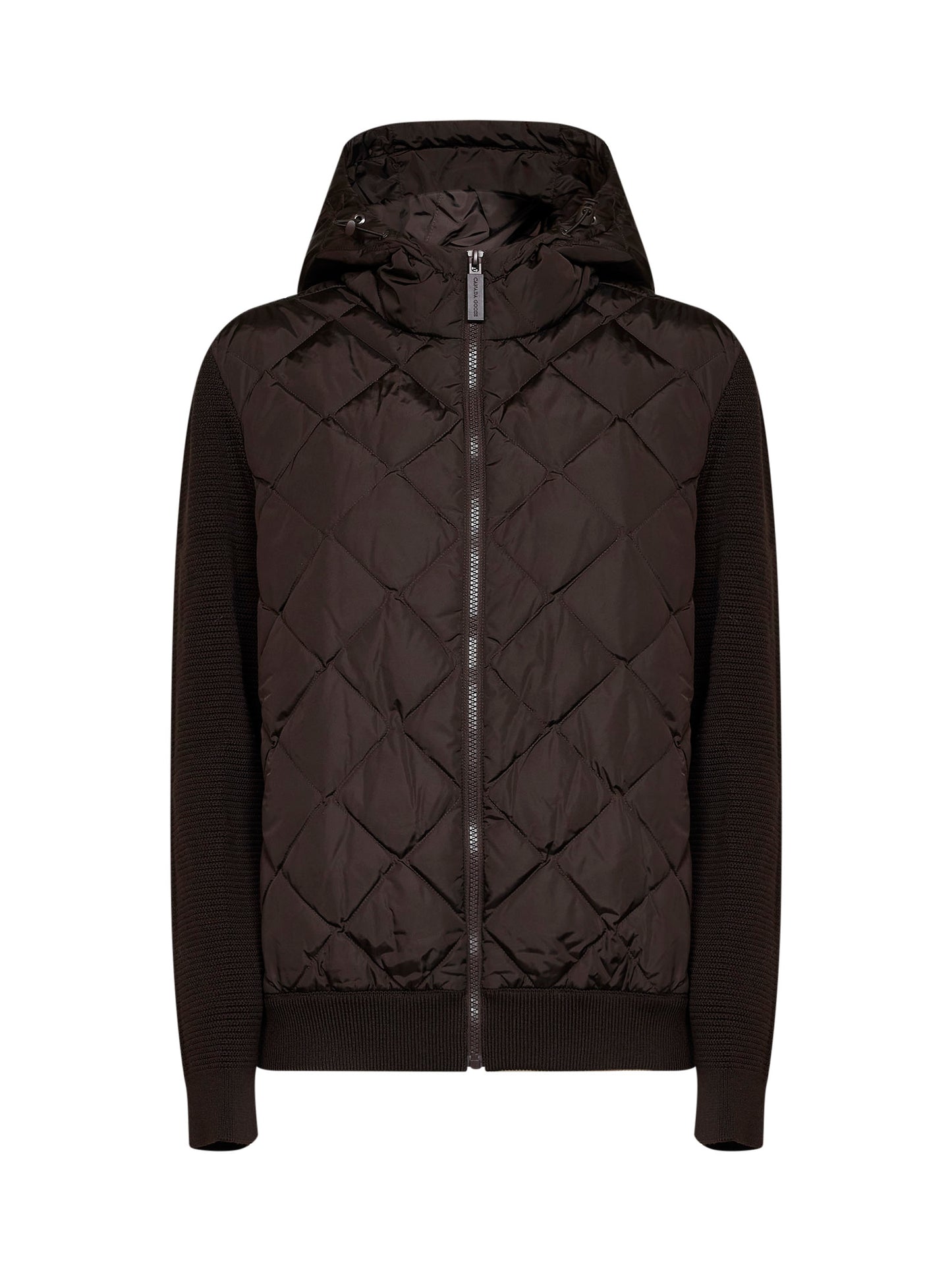 Brown hooded HyBridge® hybrid padded jacket