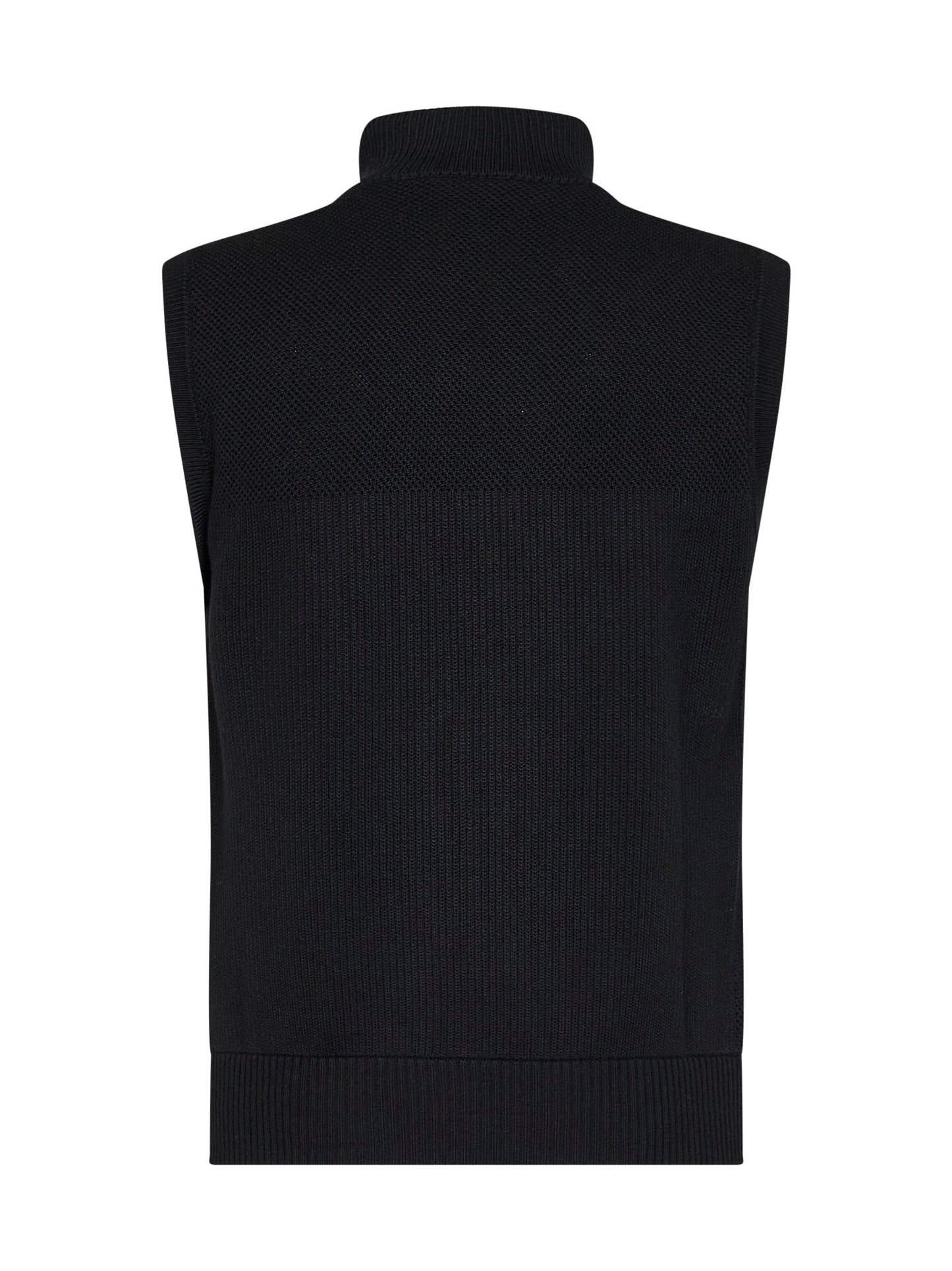 Black HyBridge knit sleeveless jacket