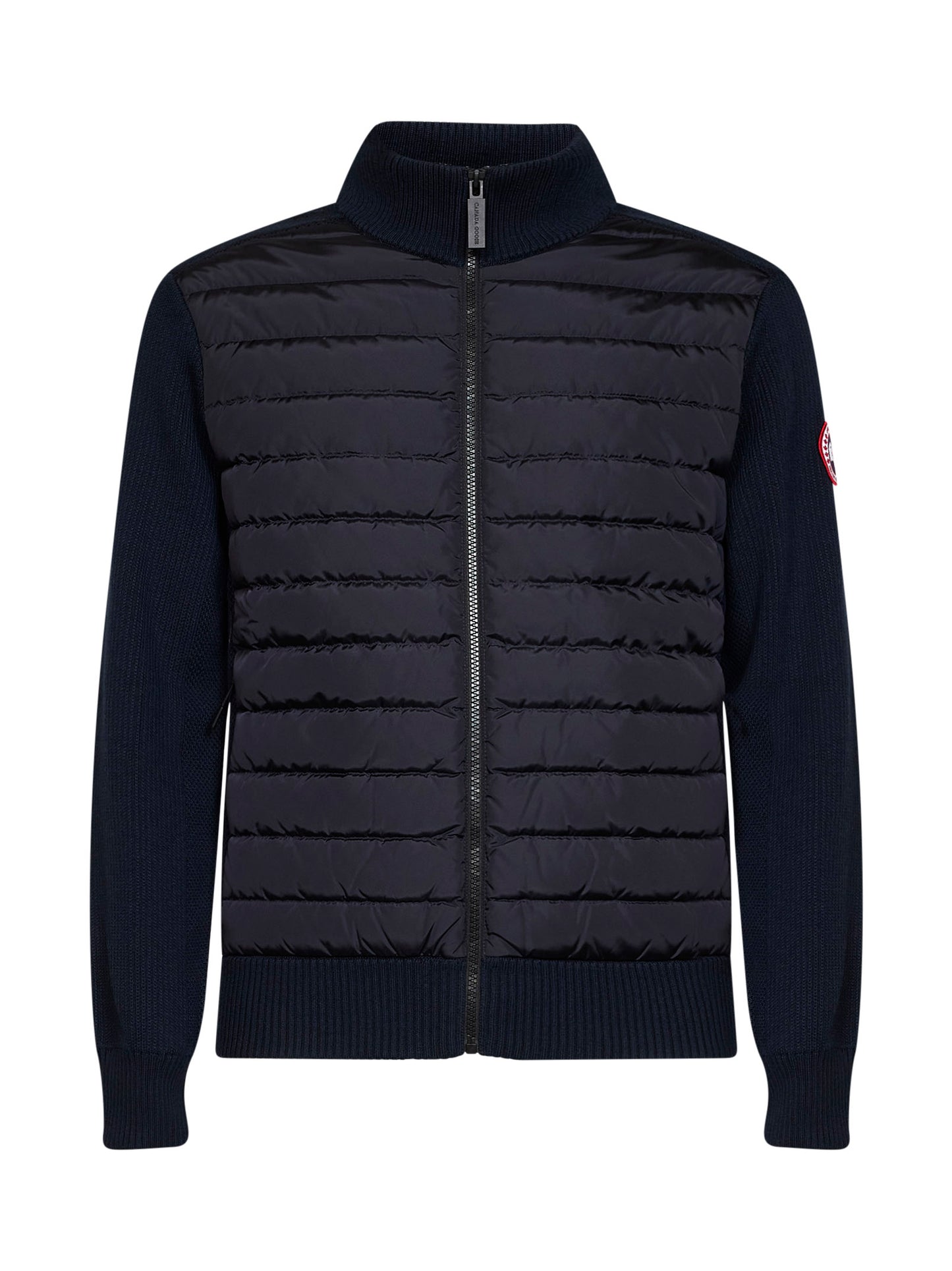 Blue hooded HyBridge® hybrid padded jacket