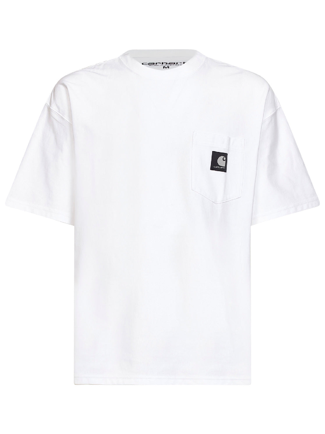 T-shirt girocollo con logo SS pocket in cotone bianco