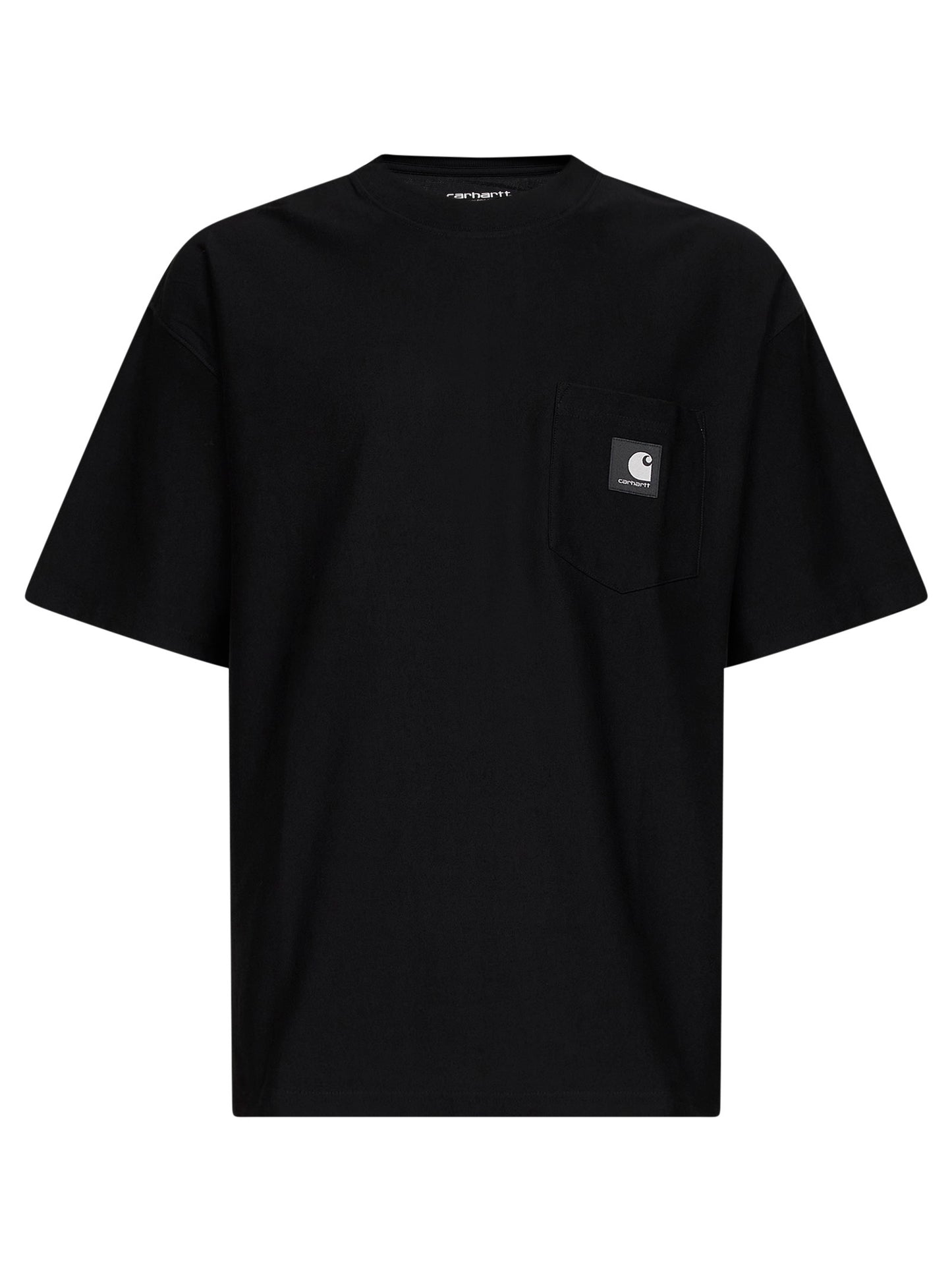 T-shirt girocollo con logo SS pocket in cotone nero