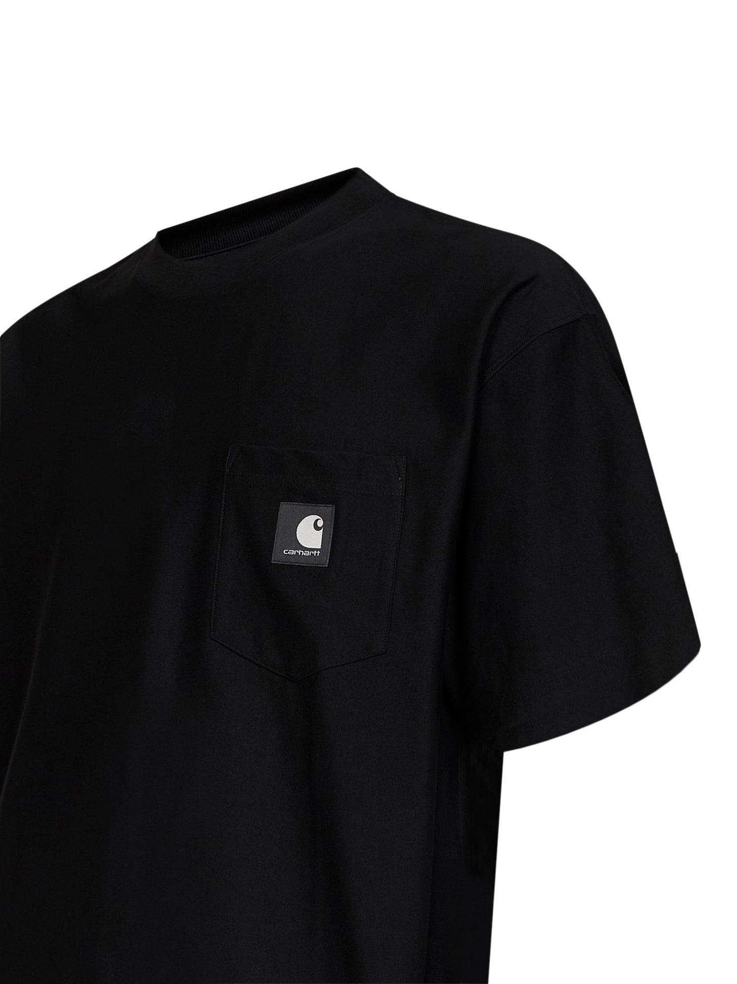 T-shirt girocollo con logo SS pocket in cotone nero