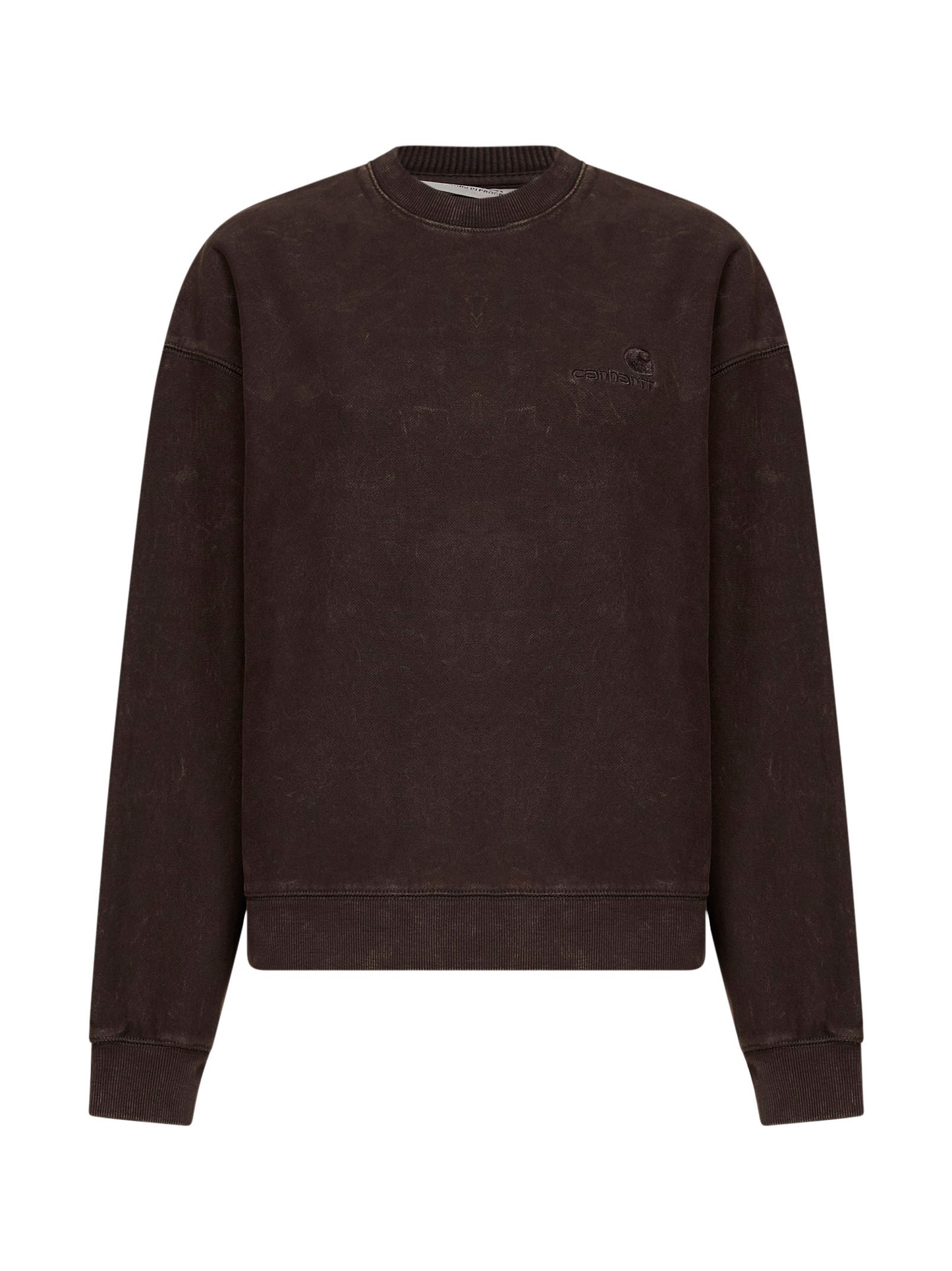 Felpa girocollo con logo Nelson in cotone marrone