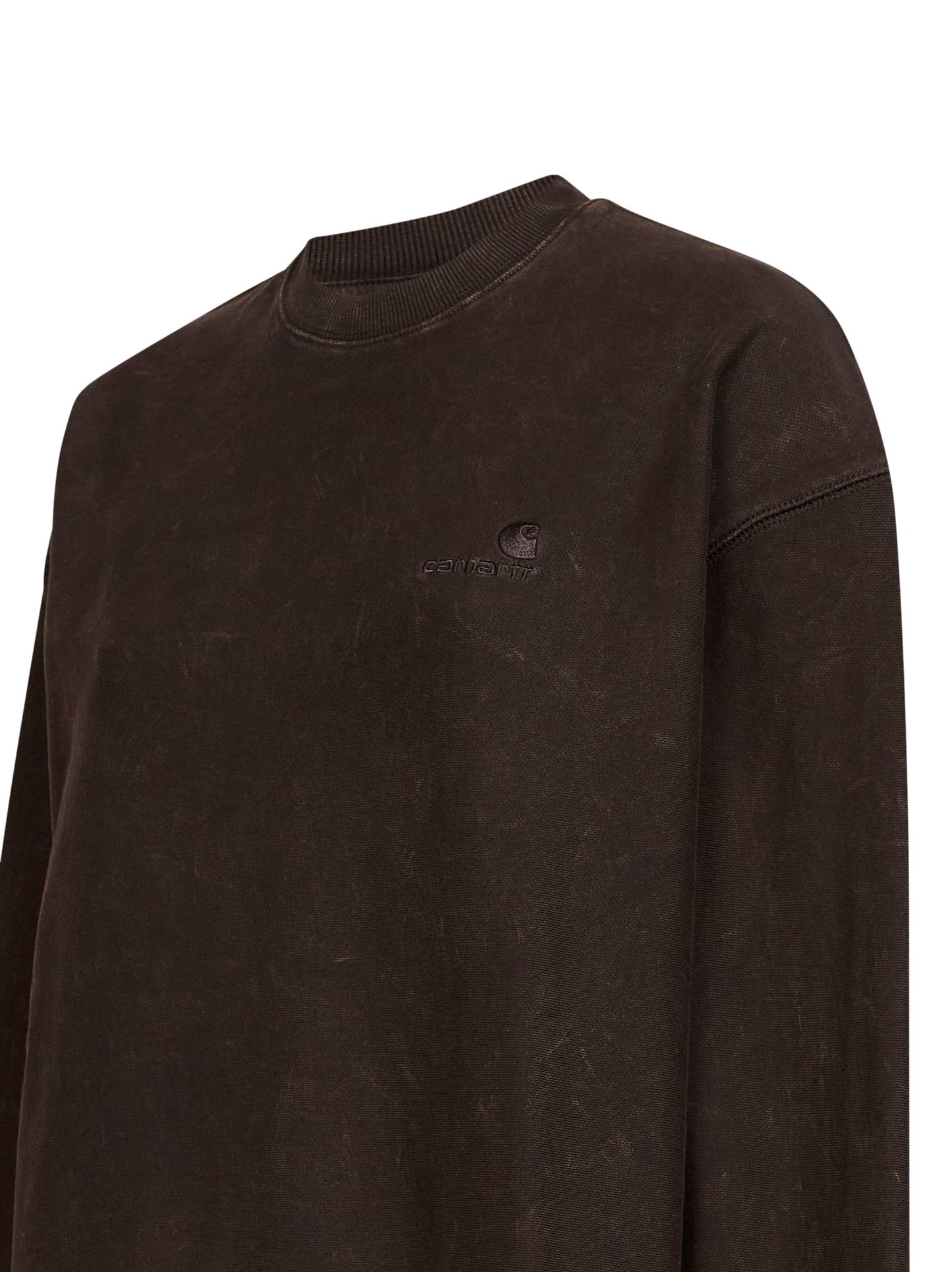 Felpa girocollo con logo Nelson in cotone marrone