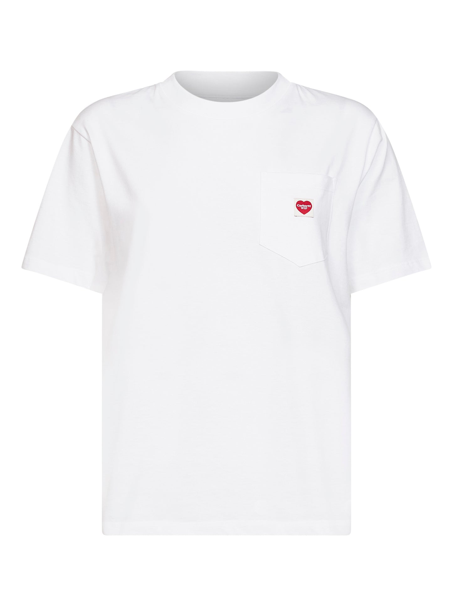 White Women's S/S Pocket Small Heart T-shirt