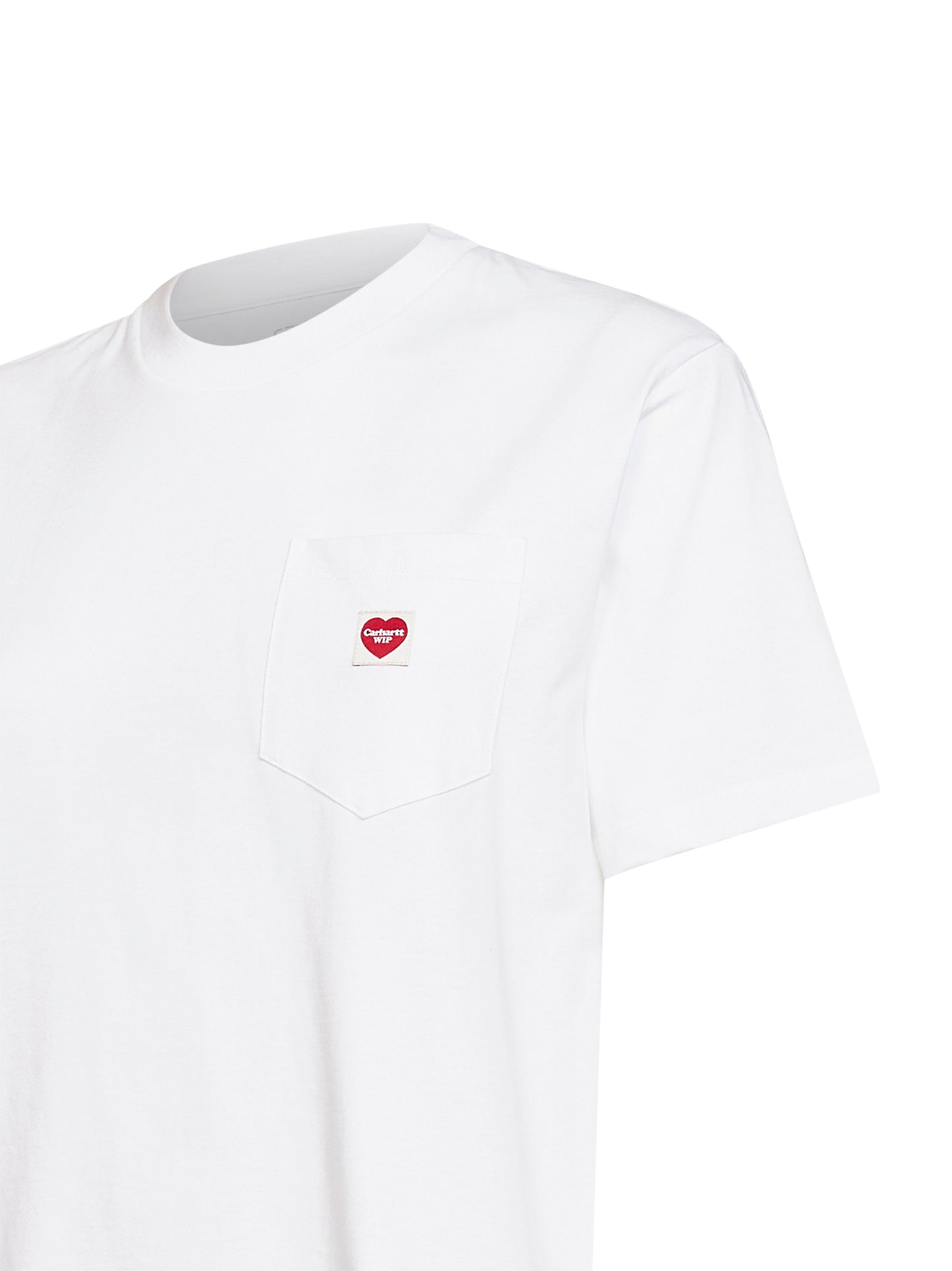White Women's S/S Pocket Small Heart T-shirt