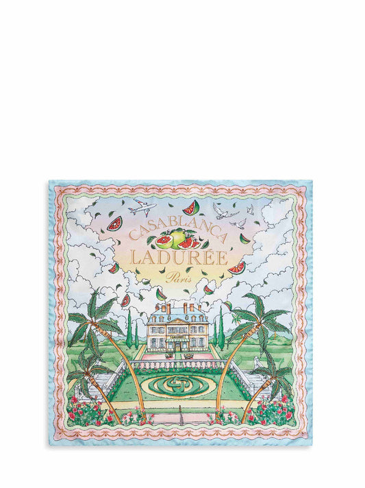 Sciarpa in seta stampata Laduree x Casablanca Medium