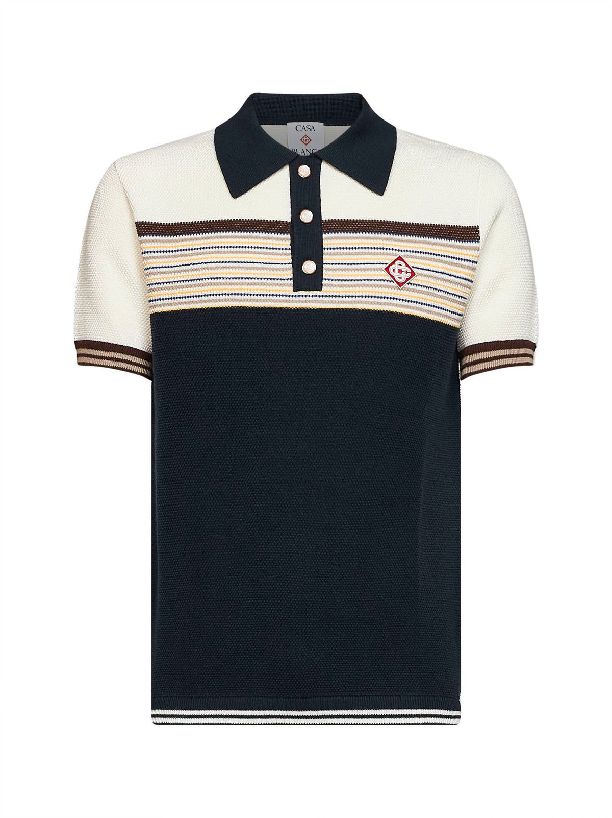 Polo Café Culture in maglia di misto lana a righe multicolore