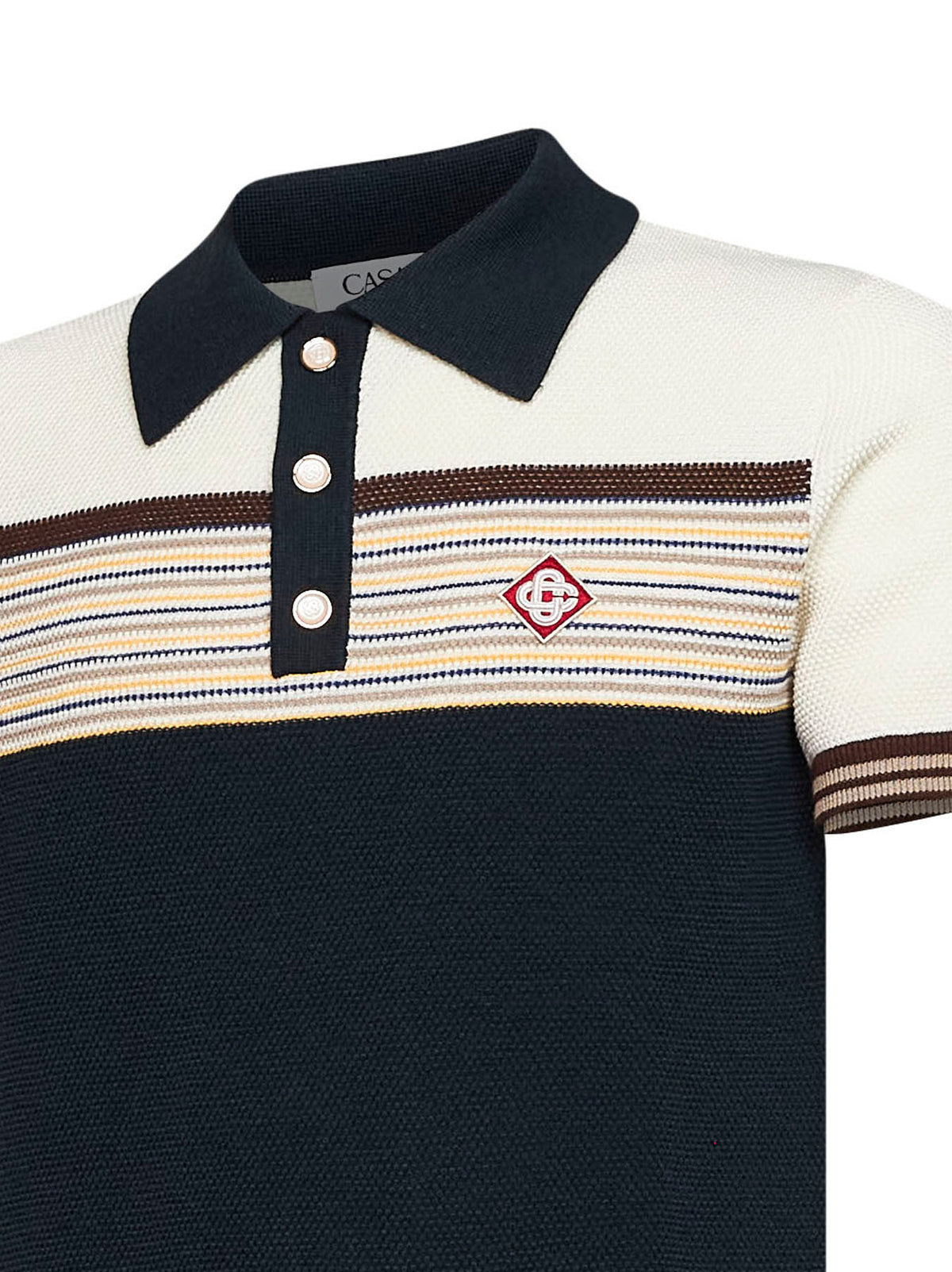 Polo Café Culture in maglia di misto lana a righe multicolore