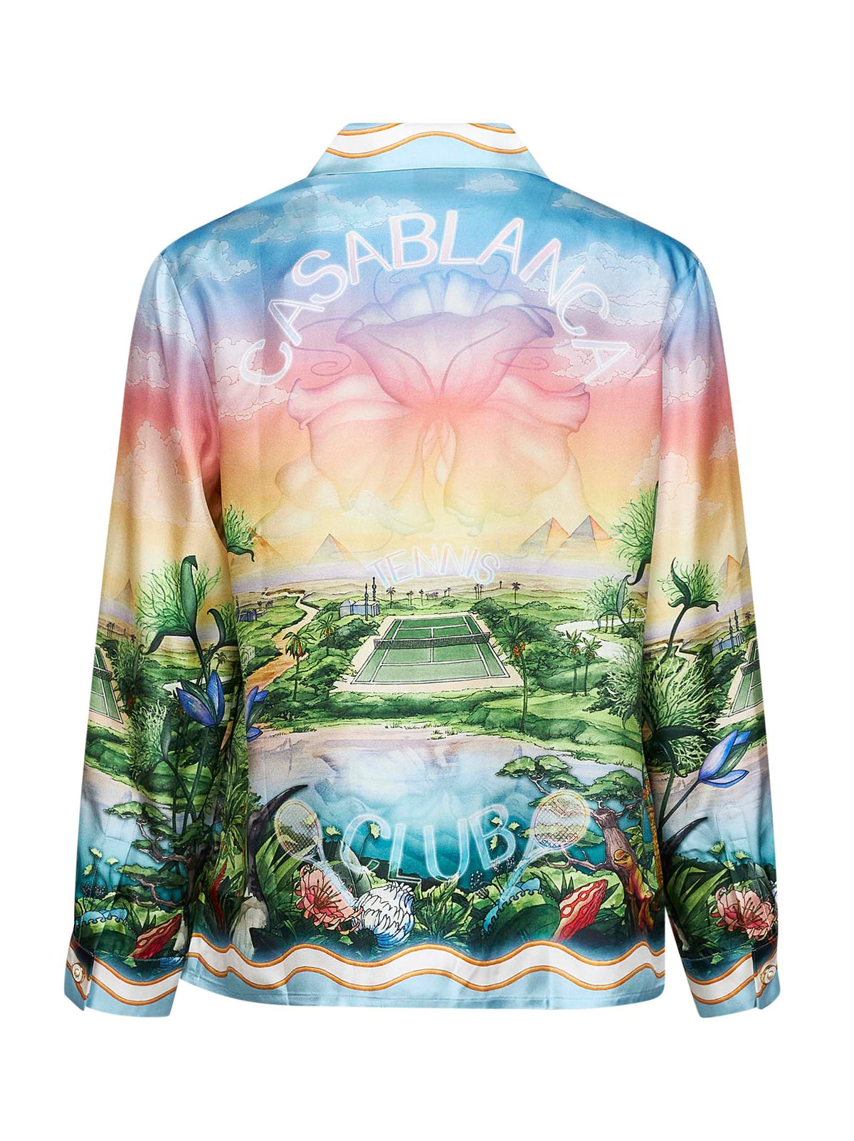 Camicia a maniche lunghe Tennis Club in twill di seta stampato