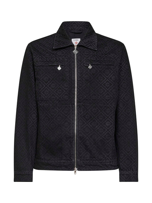 Black cotton denim Monogram jacket