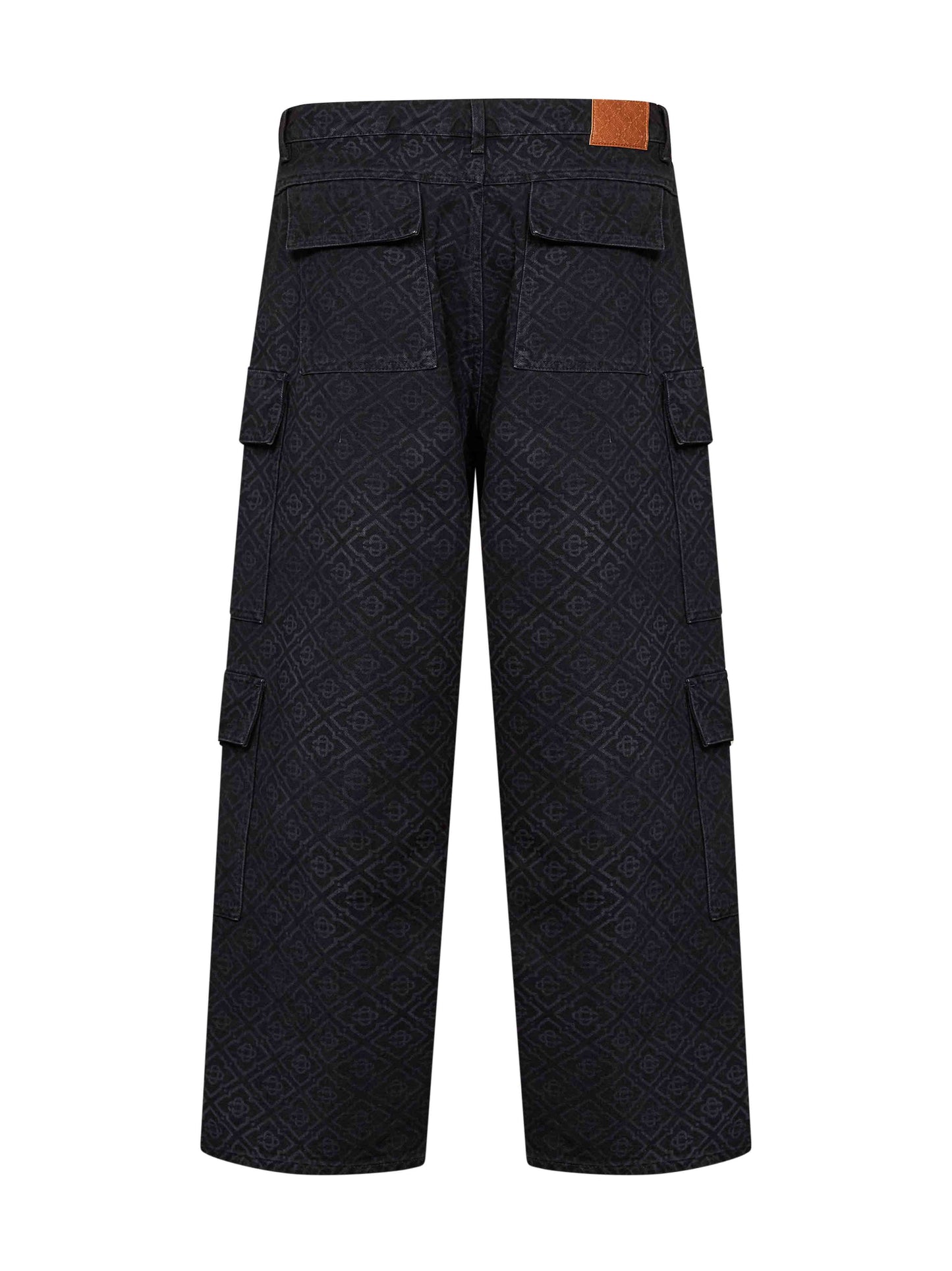 Black cotton denim Monogram cargo jeans