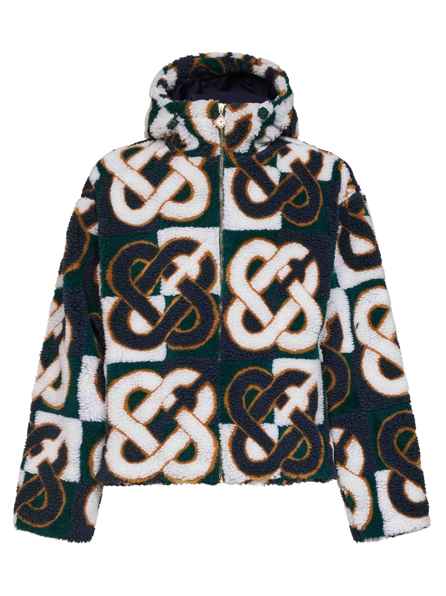 Green and navy blue Check Monogram fleece jacket