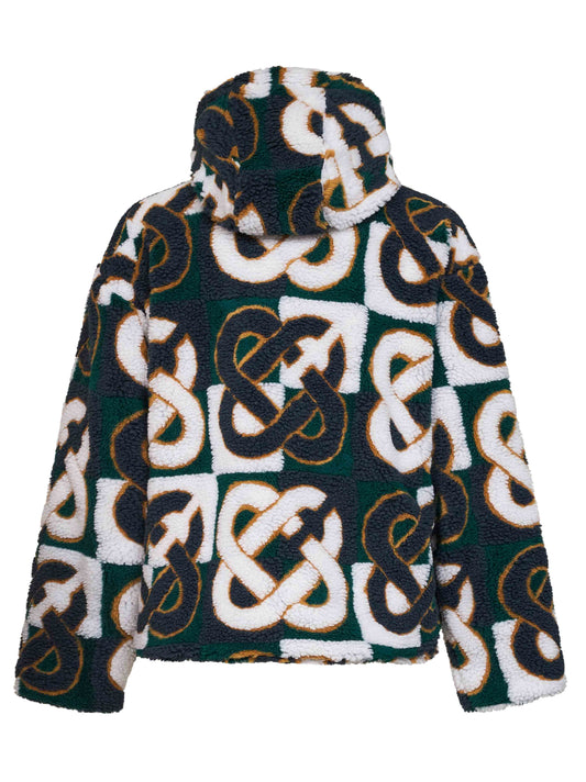 Green and navy blue Check Monogram fleece jacket