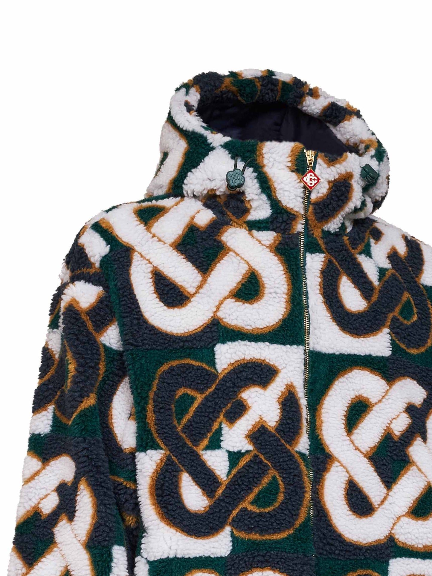 Green and navy blue Check Monogram fleece jacket