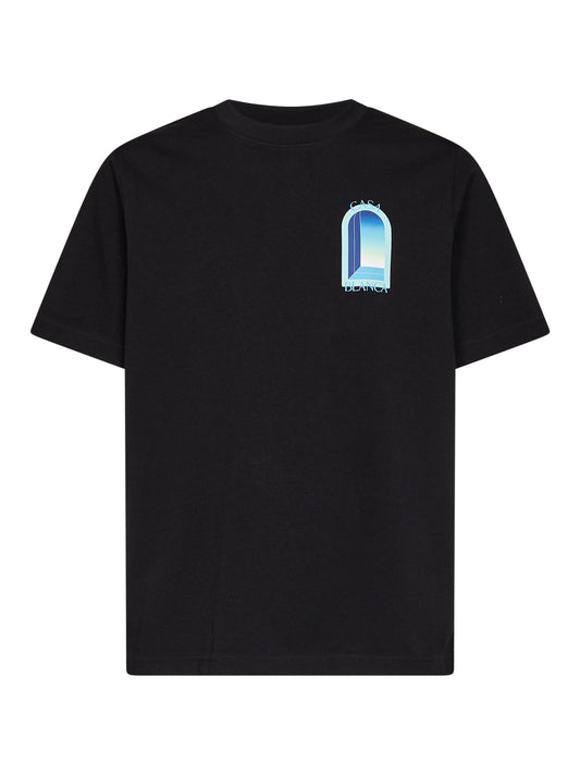 Black cotton jersey Gradient L'Arche T-shirt