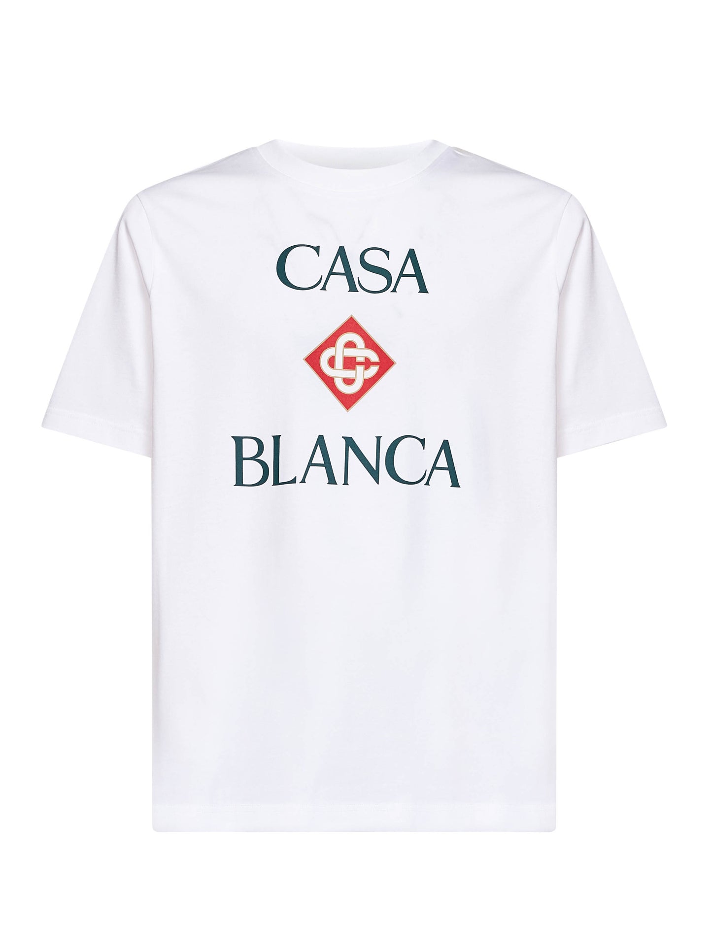 White cotton jersey Casablanca Diamond Logo T-shirt