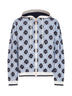 White and black wool CC Monogram zip-up hoodie