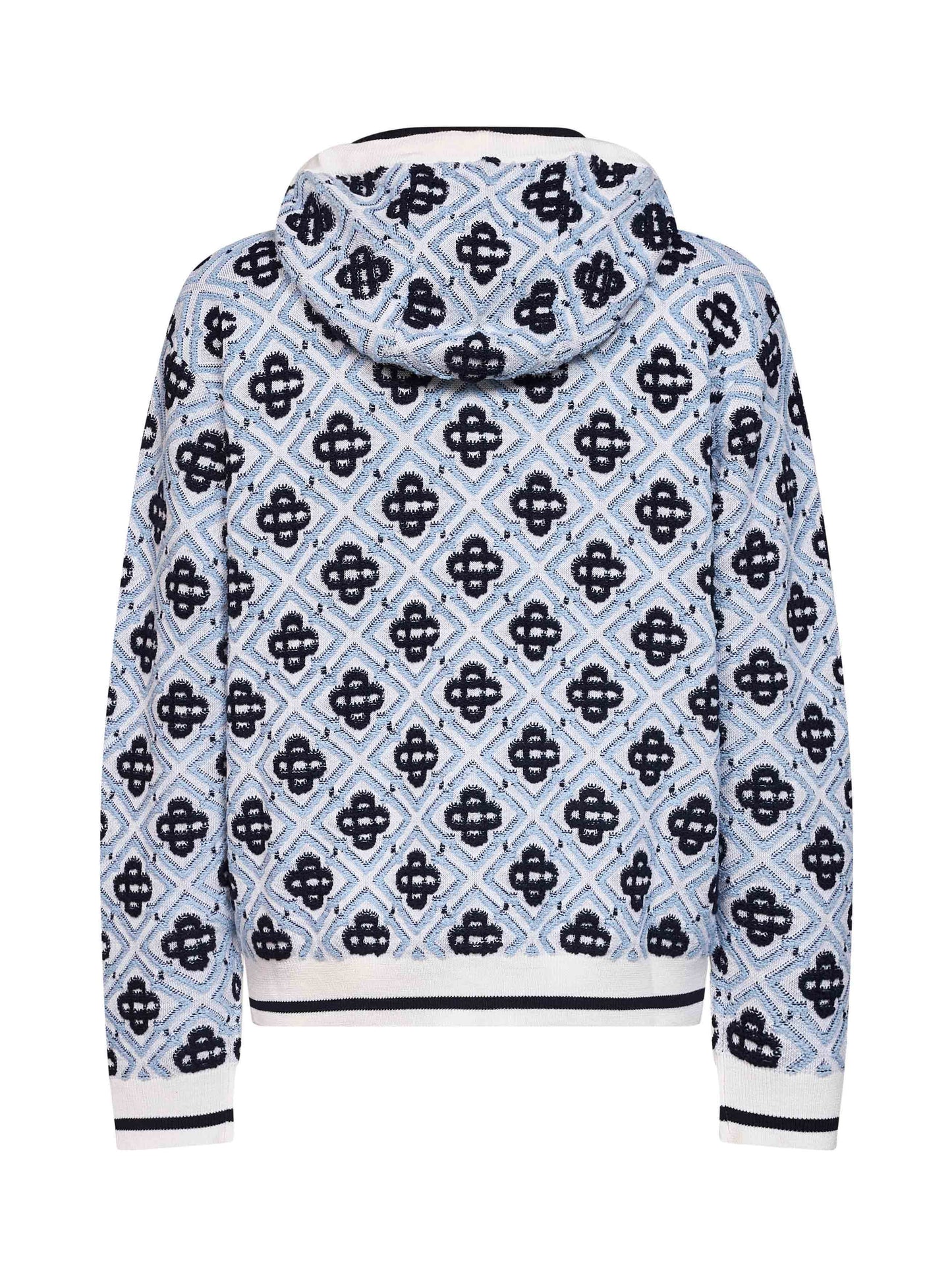 White and black wool CC Monogram zip-up hoodie