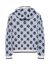 White and black wool CC Monogram zip-up hoodie