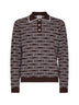 Dark brown wool knit Wordmark polo shirt