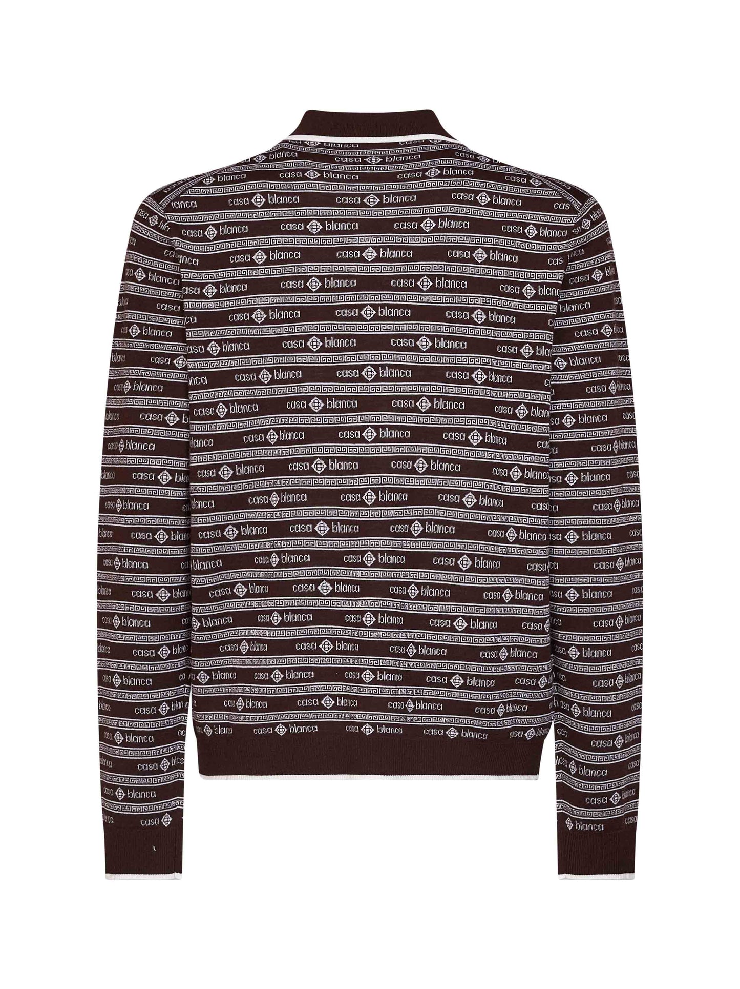 Dark brown wool knit Wordmark polo shirt
