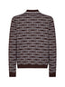 Dark brown wool knit Wordmark polo shirt