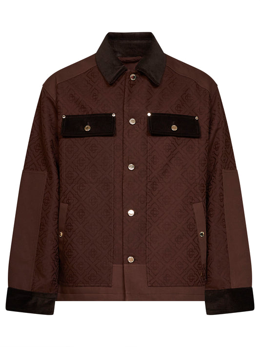 Dark brown monogram cotton workwear safari jacket