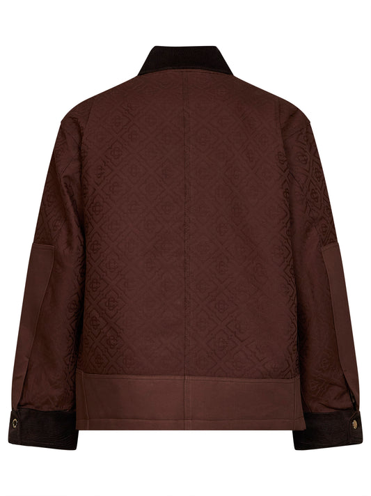 Dark brown monogram cotton workwear safari jacket