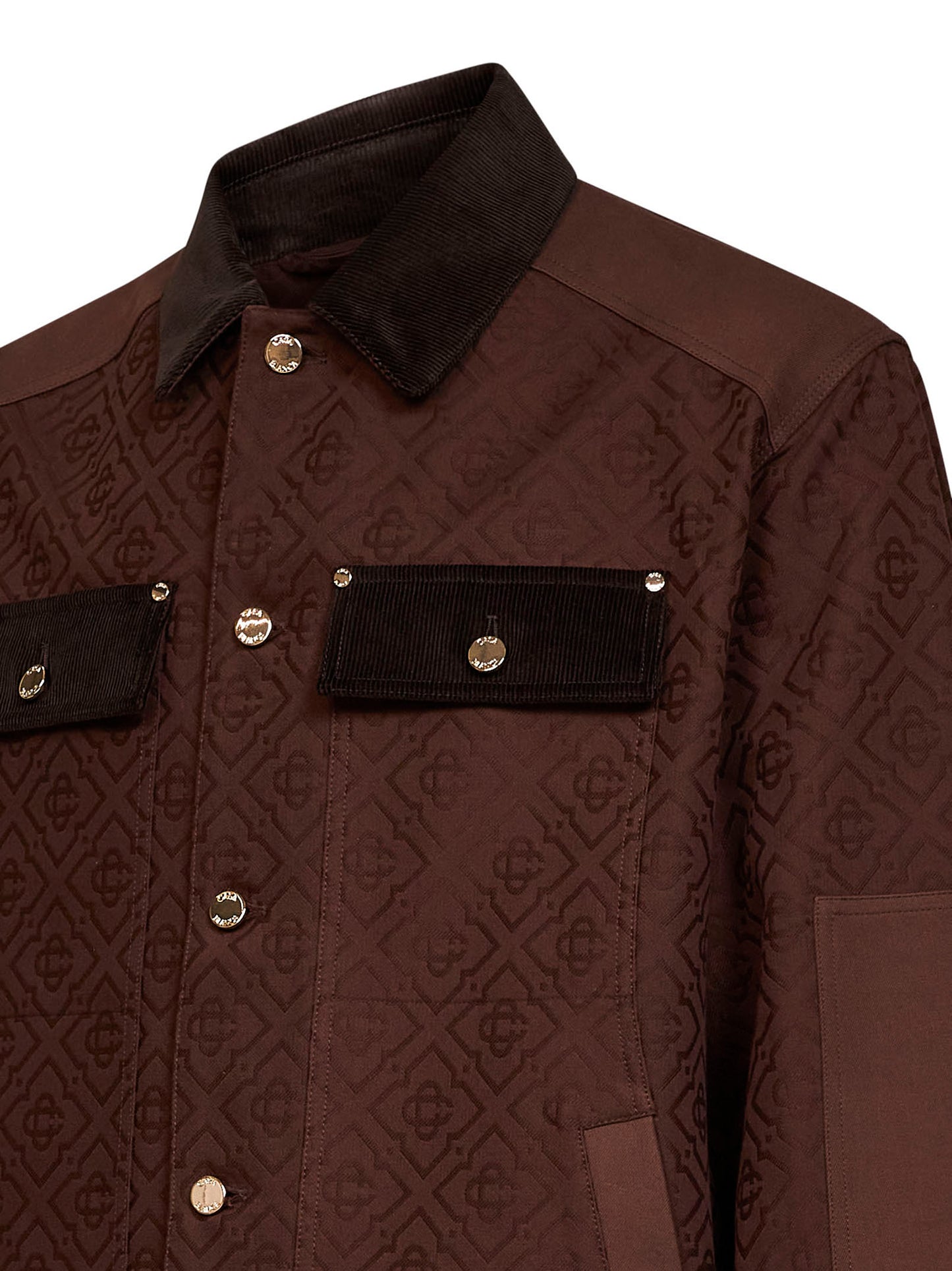Dark brown monogram cotton workwear safari jacket