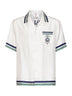 White silk Hotel Emblem short-sleeved shirt