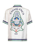 White silk Hotel Emblem short-sleeved shirt