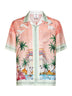 Pink printed silk Ethereal short-sleeved shirt