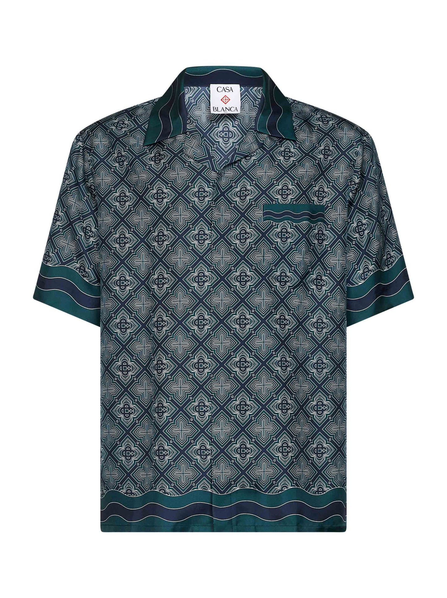Green silk Radiating Monogram short-sleeved shirt