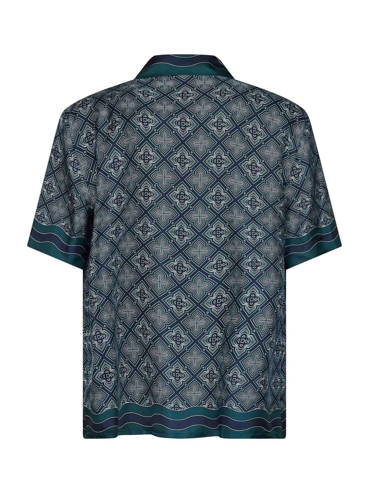 Green silk Radiating Monogram short-sleeved shirt