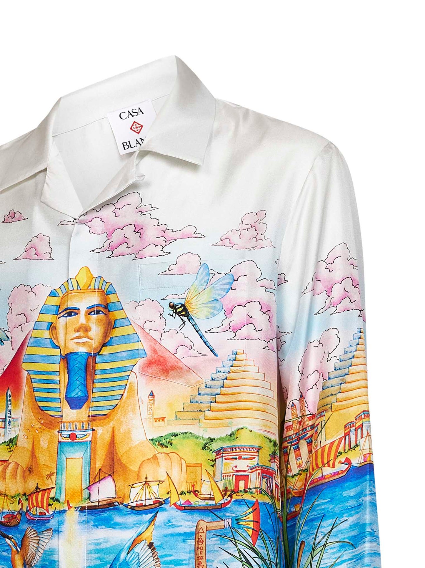 White printed silk Egypt As It Was shirt