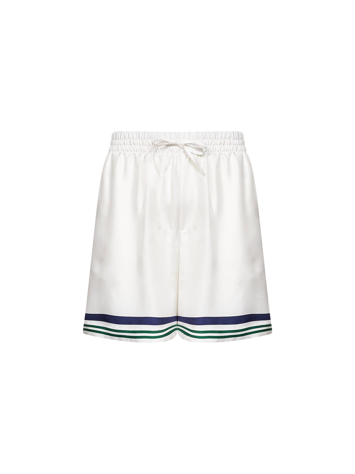 White silk Hotel Emblem shorts