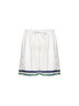 White silk Hotel Emblem shorts