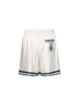 White silk Hotel Emblem shorts