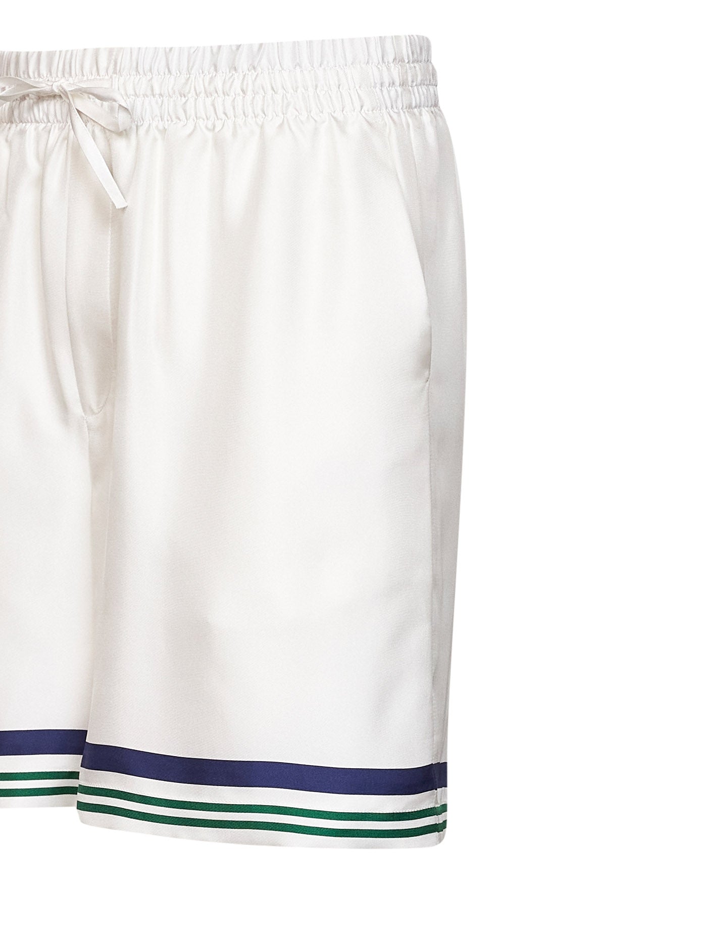 White silk Hotel Emblem shorts