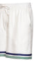 White silk Hotel Emblem shorts