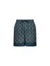 Shorts Radiating Monogram in seta stampata verde