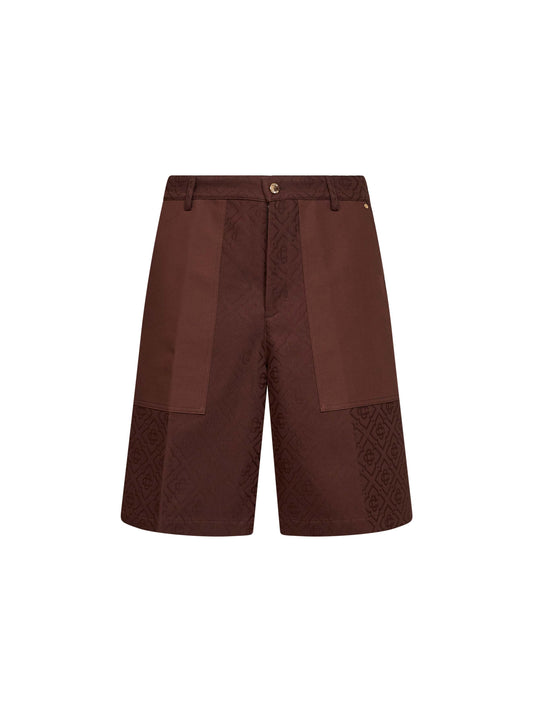 Dark brown cotton Monogram cargo shorts