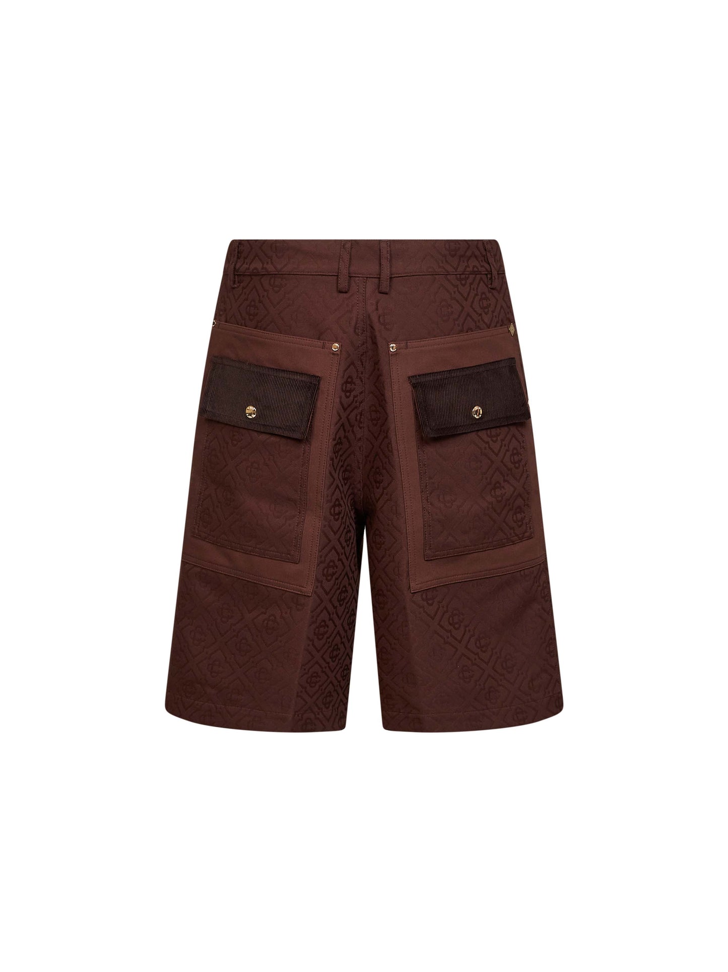 Dark brown cotton Monogram cargo shorts