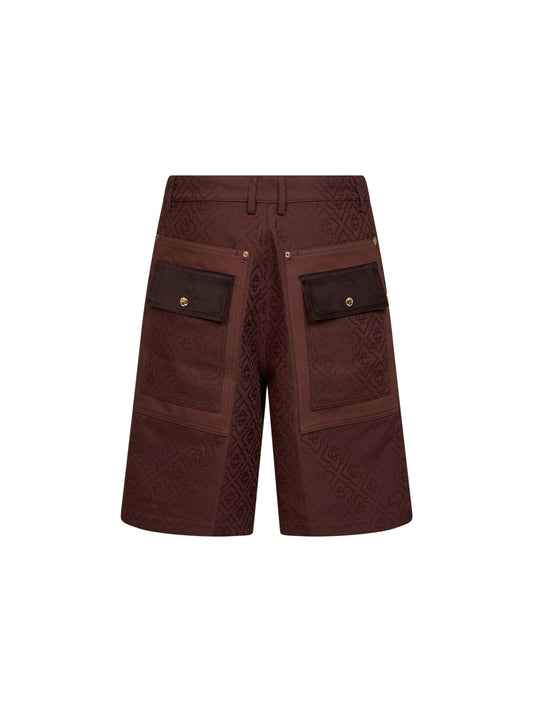 Dark brown cotton Monogram cargo shorts